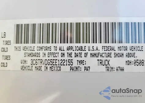 2014 Ram Promaster 2500 High Roof z USA, uszkodzony, nr VIN 3C6TRVDG5EE122155